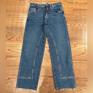 We The Free High Rise Straight Jeans Raw Hem Size 25 Free People